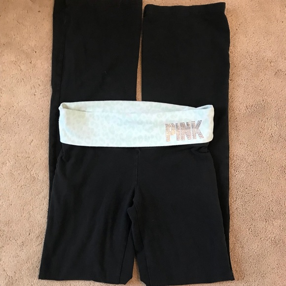 PINK Victoria's Secret Pants - Victoria’s Secret pink mint fold over yoga pants